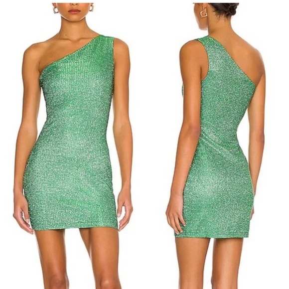 One-Shoulder Green Dress - Picture 1 of 4